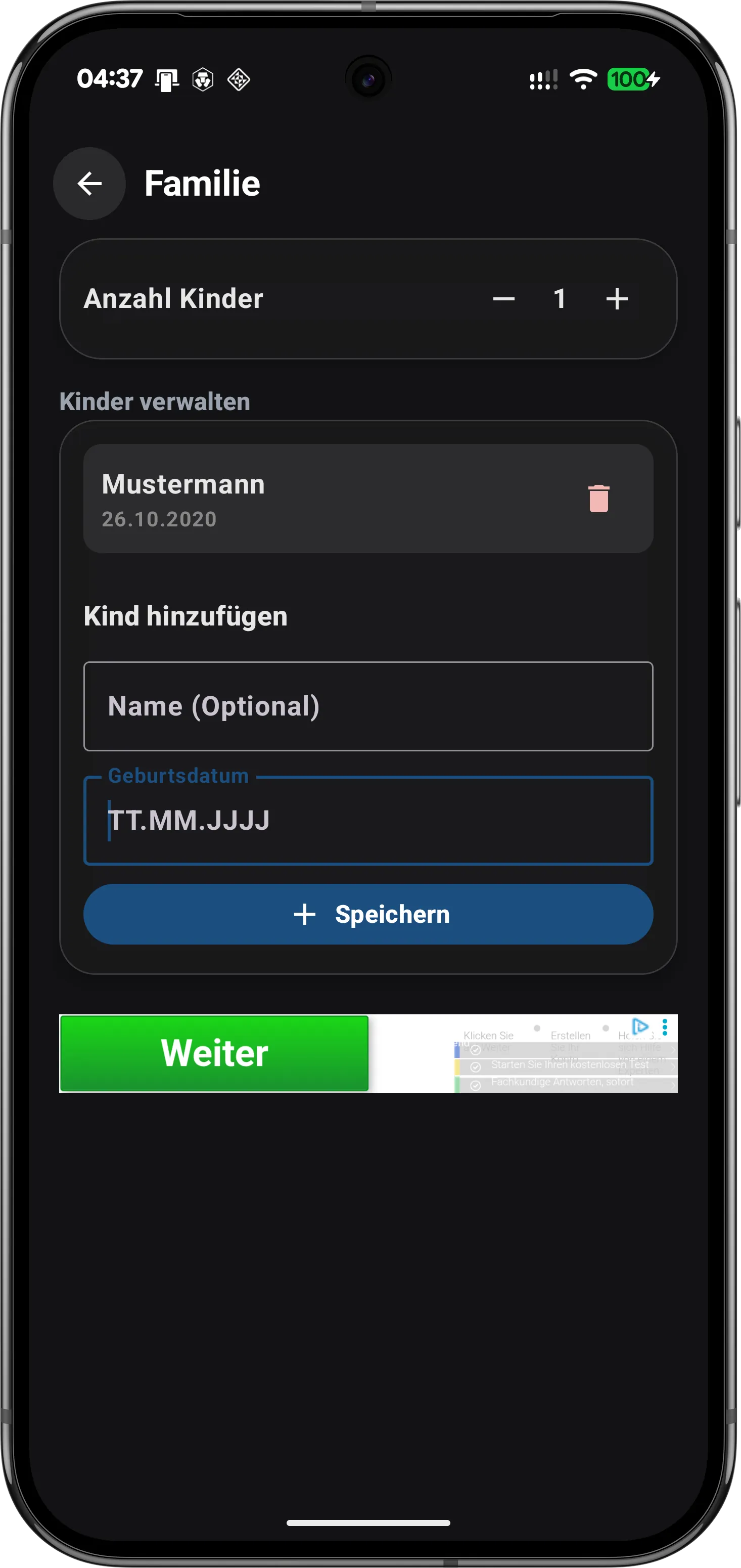 Familien-Management: Übersicht aller Kinder und deren Kindergeld-Status